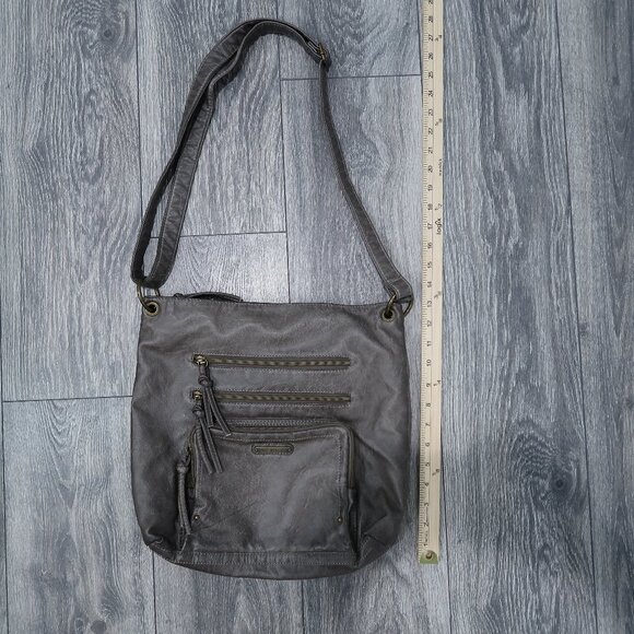 Stone & Co Purse Womens Crossbody Shoulder Strap Adjustable Gray Bucket Bag - Picture 7 of 12